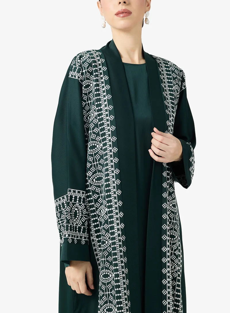 hayas closet  Embroidered Abaya With Sheila for Women | Best Price UAE